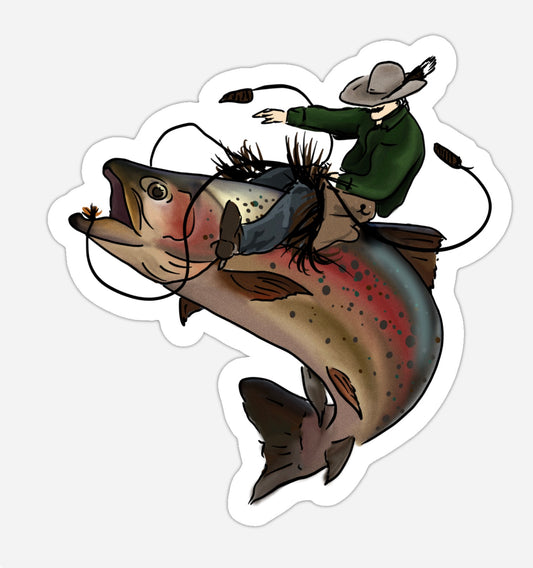 Trout Cowboy Sticker